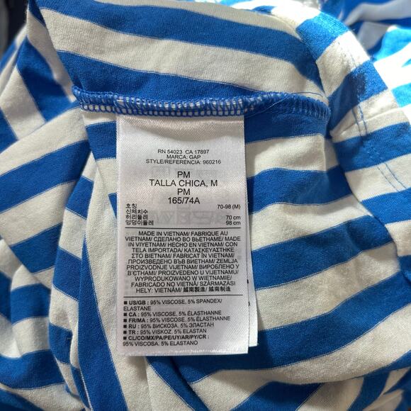Gap Womens Sz Medium Petite Blue & White Striped Foldover Jersey Maxi Skirt - Picture 4 of 5